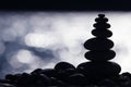 Backlit Stone Stack on the Beach