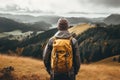 Backpack backpacking outdoors travel. Royalty Free Stock Photo