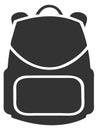 Backpack black icon. Hiking tourist or school bag