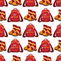 Backpack and boots seamless pattern