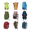 backpack camp set cartoon vector illustration