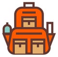 Backpack color line icon. Tourist bag symbol