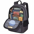 A backpack filled with books and notebooks. The backpack Royalty Free Stock Photo