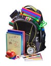 Backpack full of school supplies Royalty Free Stock Photo
