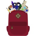 Backpack Full of School Supplies Illustration Royalty Free Stock Photo