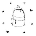 Backpack hand drawn vector illustration