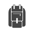 Backpack for hiking, camping, sport bold black silhouette icon isolated on white. Knapsack, schoolbag.