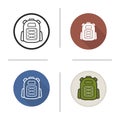Backpack icon. Flat design, linear and color styles