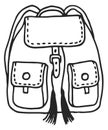 Backpack icon. Hand drawn school bag doodle