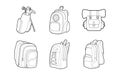 Backpack icon set, outline style