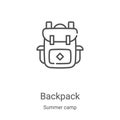 backpack icon vector from summer camp collection. Thin line backpack outline icon vector illustration. Linear symbol for use on