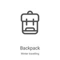 backpack icon vector from winter travelling collection. Thin line backpack outline icon vector illustration. Linear symbol for use