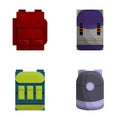 Backpack icons set cartoon vector. Various backpack