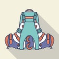 Backpack and inline roller skates. Flat vector illustration