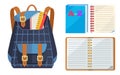 Backpack for Kids with ABC Open Copybook Vector Royalty Free Stock Photo