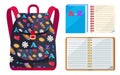 Backpack for Kids with ABC Open Copybook Vector Royalty Free Stock Photo