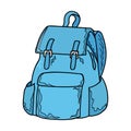 Backpack of light blue in a hike. Vector illustration. Royalty Free Stock Photo