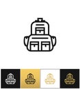 Backpack logo or linear luggage vector icon