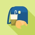 Backpack lunch drink icon, flat style Royalty Free Stock Photo