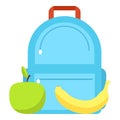 Backpack and lunch icon, flat style