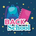 backpack with notebook education supplies to lern