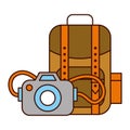 backpack and photo camera safari equipment supplies