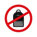 Backpack prohibition icon sign on white background