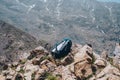 Backpack on Rocky Mountain Trail Toubkal Morocco 2 juin 2025 Royalty Free Stock Photo