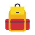 Backpack, Rucksack for School Students, Travellers and Tourists Flat Style Vector Illustration on White Background