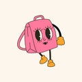 Backpack 30s cartoon mascot character 40s, 50s, 60s old animation style.