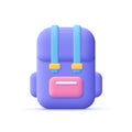 Backpack, school bag. Education and back to school concept.3d vector icon. Cartoon minimal style Royalty Free Stock Photo