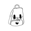 backpack , school bag, vector illustration on white background, line drawn