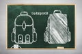 Backpack on school board chalk text effect
