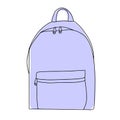 Backpack. School briefcase. Drawing in one line. Vector illustration isolated on a white background Royalty Free Stock Photo