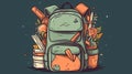 Backpack with school supplies. Colorful background Royalty Free Stock Photo