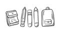 Backpack & School Supplies Doodle, Back to School Essentials Vector, vector design Generative AI Royalty Free Stock Photo