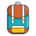 Backpack schoolbag icon, cartoon style