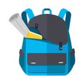 Backpack Schoolbag Icon with Notebook Ruler