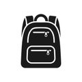 Backpack simple black isolated vector icon.