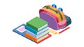 Backpack and Stacked Books for Education and Knowledge, vector design Generative AI Royalty Free Stock Photo
