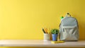 Backpack stocked with school essentials, AI generated Illustration Royalty Free Stock Photo