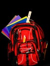 Backpack with supplies Royalty Free Stock Photo