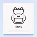 Backpack thin line icon. Modern vector illustration of schoolbag