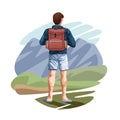 Backpack traveler tourist back cartoon Royalty Free Stock Photo