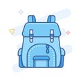 Backpack vector outline icon. School bag line illustration.