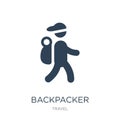 backpacker icon in trendy design style. backpacker icon isolated on white background. backpacker vector icon simple and modern