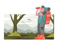 backpacker illustration nature explorer flat design