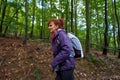 Backpacker lady in the forest