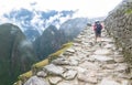 A backpacker in Machu Picchu in Peru