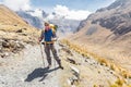 Backpacker mountaineer standing posing mountain trail, El Choro Royalty Free Stock Photo